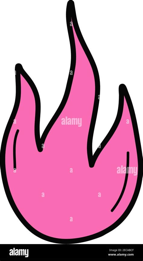 Fire Vector Illustration Icon Doodle Hand Drawn Outlined Cartoon Pink