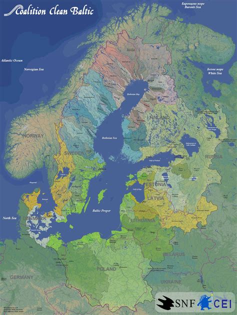 Baltic Sea River Basins Map Baltic Sea Map Karta