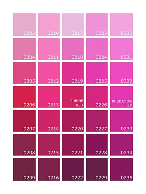 Pinks Pantone Pink Pink Color Chart Pantone Chart