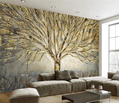 Home Décor Home And Living 3d Light Color Trees R102 Removable Wallpaper