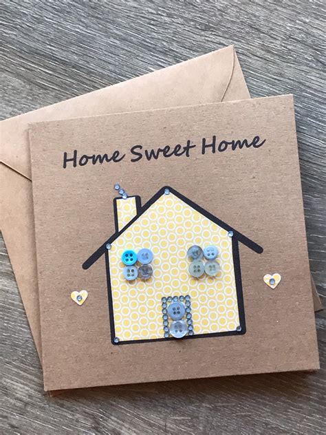 New Home Button Art Card Rustic Moving Home Greetings Card Etsy