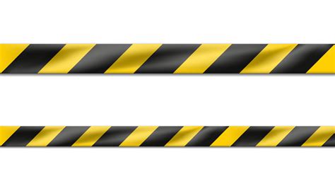 D Realistic Vector Hazard Black And Yellow Striped Ribbon Caution