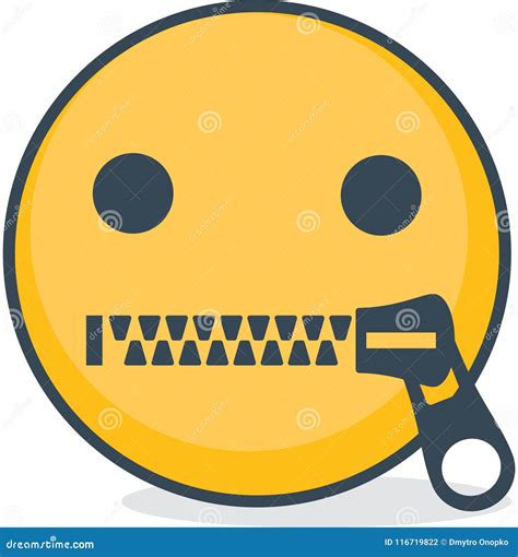 Zipped Mouth Emoji Isolated On White Background Lips Sealed Emoticon