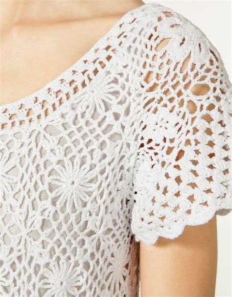 Blanco Detalle Crochet Jacket Crochet Blouse Knit Dress Zara Anna