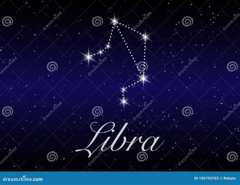 Libra Zodiac Constellations Sign On Beautiful Starry Sky With Galaxy