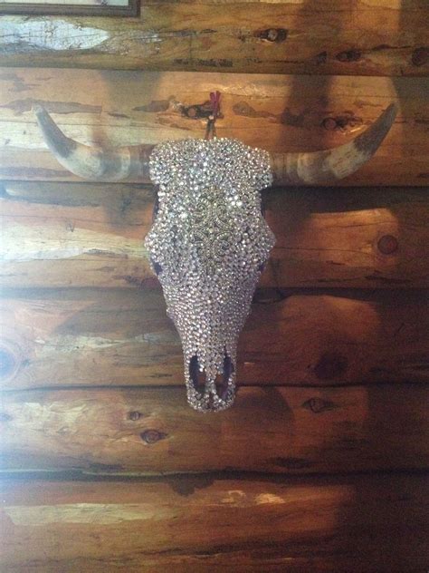 Rhinestone And Vintage Appliqué Cow Skull By Jack It Up Designs Cow
