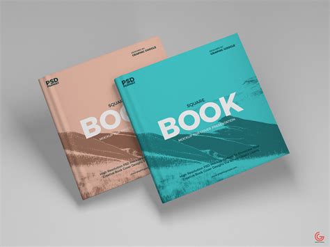Book Cover Mockup Including Two Overlapping Square Cover Books Free