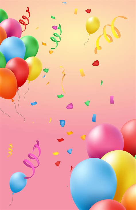 Confetti Paper Balloons Celebration Background Birthday Party