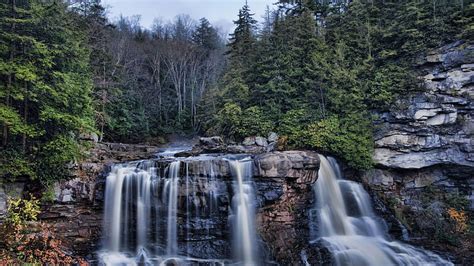 Fantastic Blackwater Waterfalls In West Virginia Forest Rocks River