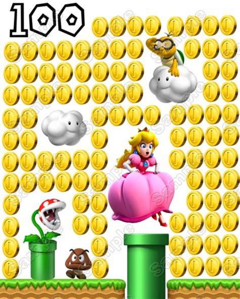 Super Mario Princess Peach 100 Coins Iron On Transfer 2 Mario And Princess Peach Super Mario