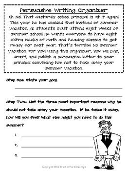 Common Core Summer Vacation Persuasive Writing Pack-9 Day Plans and More!