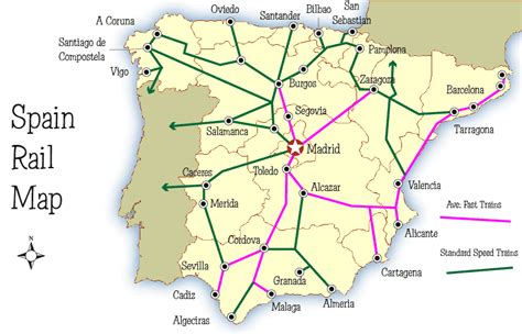 Spain Rail Map And Guide Mapping Europe