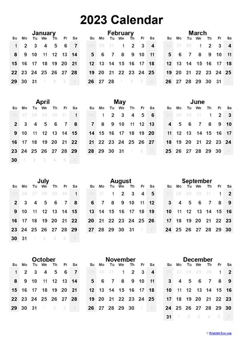 One Page Printable Calendar 2023 Printable Calendar 2023