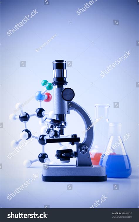 Microscope Molecules Flasks Fluids Laboratory Stock Photo 48954637