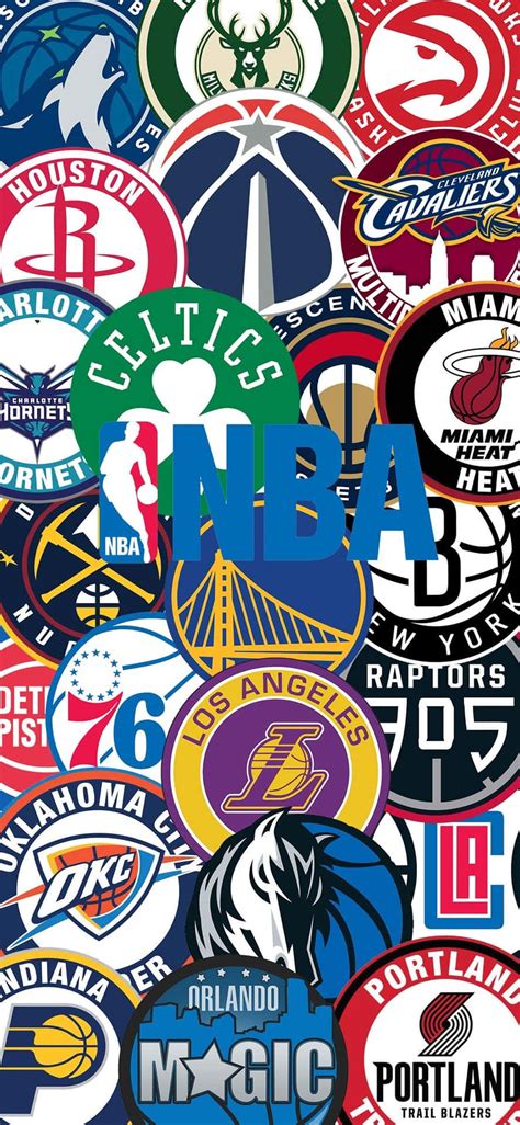 Download Nba Logo With Team Badges Wallpaper