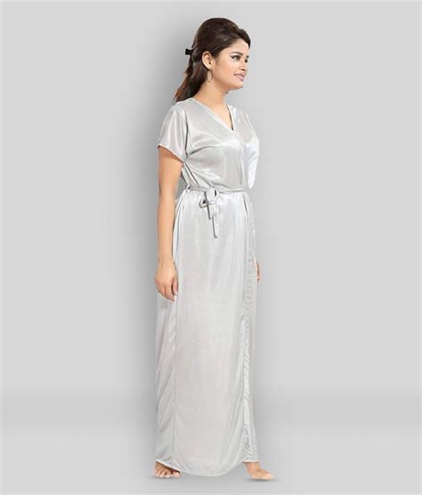 Buy Apratim Light Grey Satin Womens Nightwear Nighty And Night Gowns