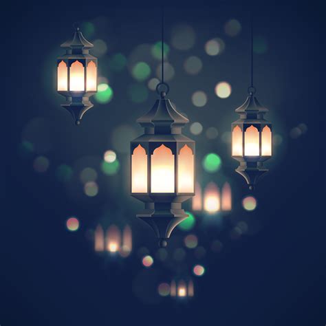 Ramadan Lanterns On Blurred Night Landscape 628177 Vector Art At Vecteezy