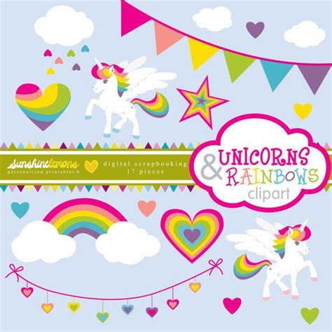 Unicorns And Rainbows Clipart Unicorn Clipart By Sunshinelemons Love