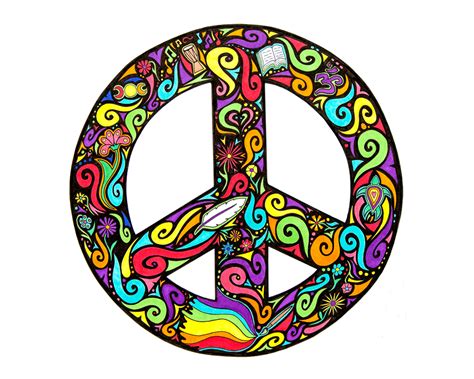 Peace Sign Art Hippie Sticker Circle Art