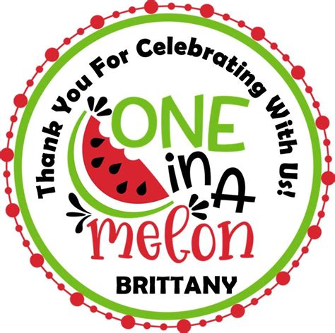 One In A Melon Watermelon 1st Birthday Party Stickers Or Favor Etsy