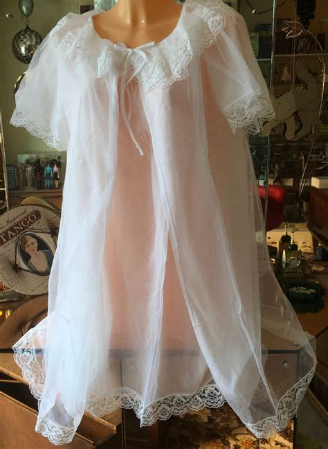 Vintage Sheer White Bridal Peignoir Set Burlesque Etsy