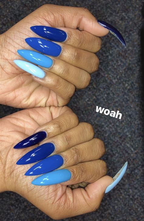 Different Shades Of Blue ️🅿️ Blue Nails Blue Acrylic Nails Nails