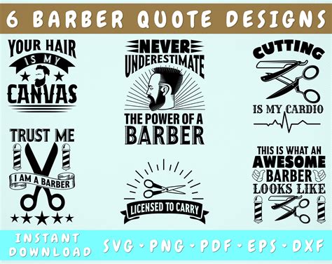 Barber Quotes Svg Bundle 6 Designs Barber Shirt Svg Barber Sayings
