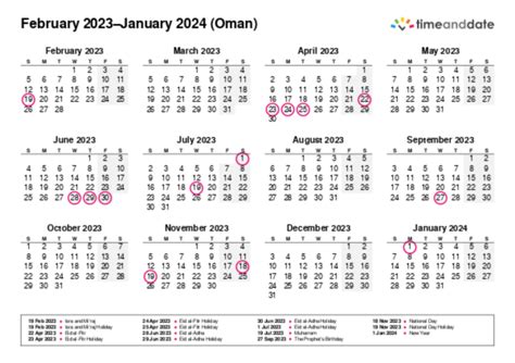 Printable Calendar 2023 For Oman Pdf