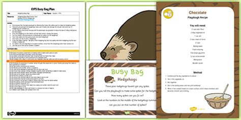 Eyfs Hedgehog Busy Bag Plan And Resource Pack Teacher Made