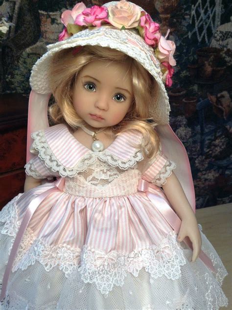 Dianna Effner Little Darling Doll Stripes And Bows With Regency Bonnet