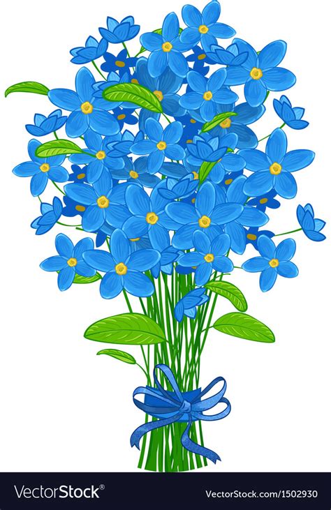 Bouquet Of Forget Me Not Flowers Royalty Free Vector Image