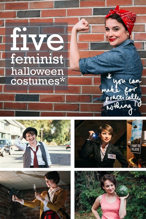 Four Different Pictures Of Women In Costumes And Words On The Side Of A