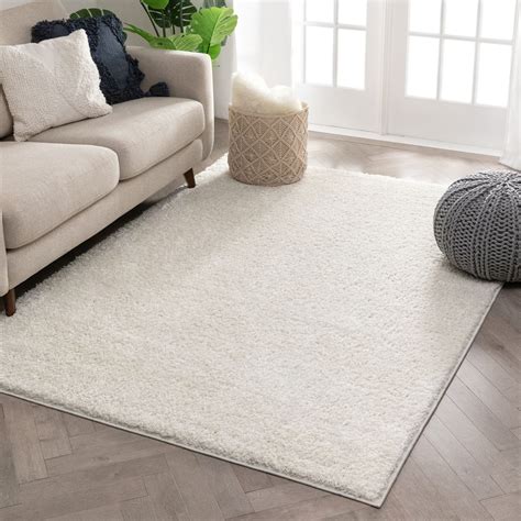 Well Woven Solid Color Ivory Soft Shag Area Rug 8x10 8x11 710 X910