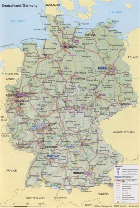 Карта Германии. Карта дорог Германии. Автобаны Германии. Экологические ...