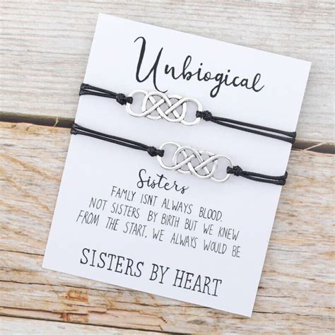 Unbiological Sister By Heart Bracelet Infinity Wish Card Best Friends Bracelets Ebay
