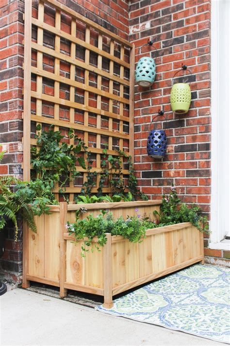 #planter #outdoorhow to build a diy tiered raised garden bed. Tiered Planter with Trellis - Shades of Blue Interiors