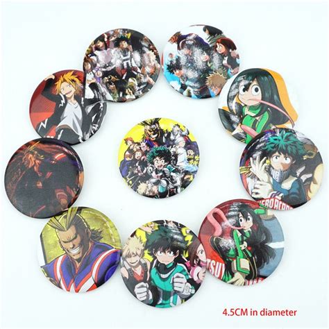 10pcsset Japan Anime My Hero Academia Figure Pins Badges Button Brooch