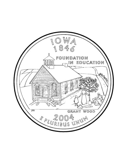 America the beautiful quarters coloring pages. USA-Printables: Iowa State Quarter - US States Coloring Pages