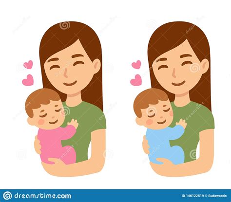 Cute Cartoon Mother And Baby Stock Vector Illustration Of Beauty