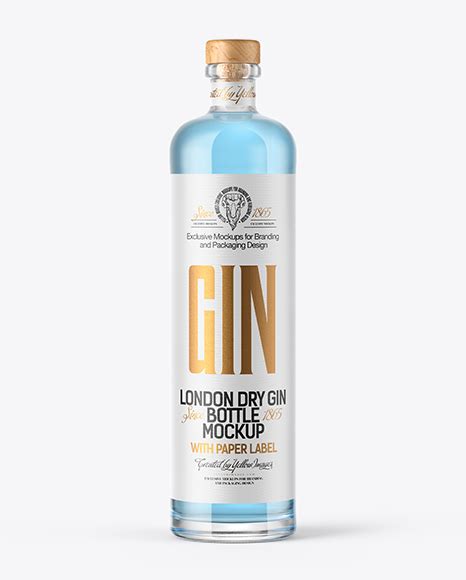 Download 1L Blue Glass Dry Gin Bottle Mockup