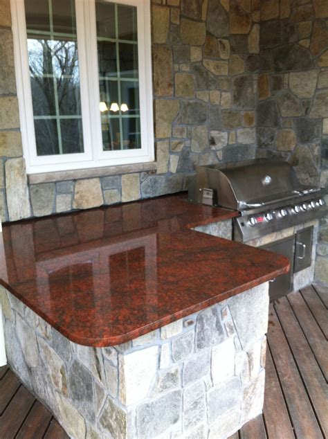 Beautiful Red Dragon Granite Countertop For This Outdoor Kitchen Visit