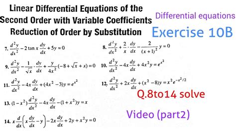 Linear Differential Equations Second Order With Variable Coefficients
