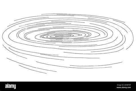 Whirlpool Swirl Water Graphic Black White Sketch Isolated Illustration