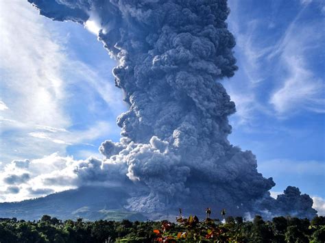 In north sumatra, indonesia, the volcanic mount sinabung eruption forced inhabitants to abandon their homes, which now remain untouched under ash. Mount Sinabung: Indonesia volcano erupts, plunging ...