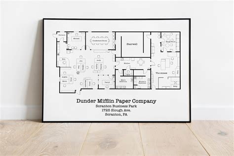 Dunder Mifflin Floor Plan The Office Show The Office Blue Etsy