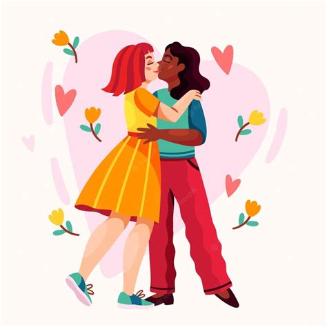 Free Vector Beautiful Lesbian Couple Kissing