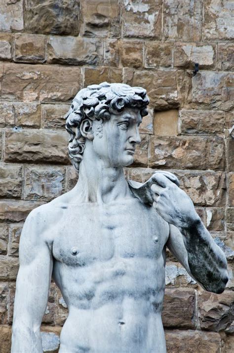 Statue Von Michelangelos David In Florenz Vor Palazzo Vecchio Stockbild