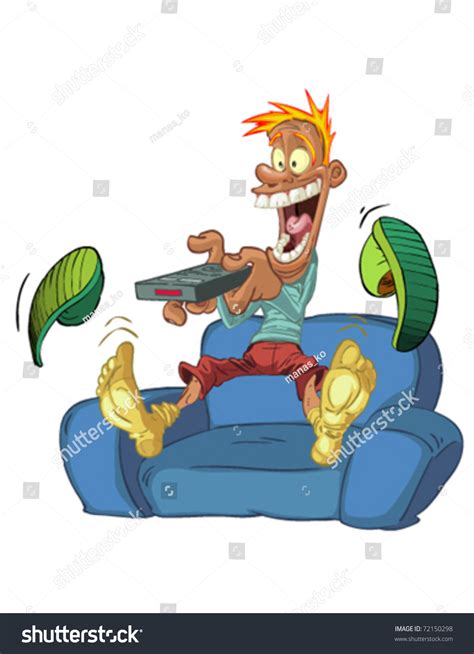 Cartoon Man Watching Tv Stock Vector Illustration 72150298 Shutterstock