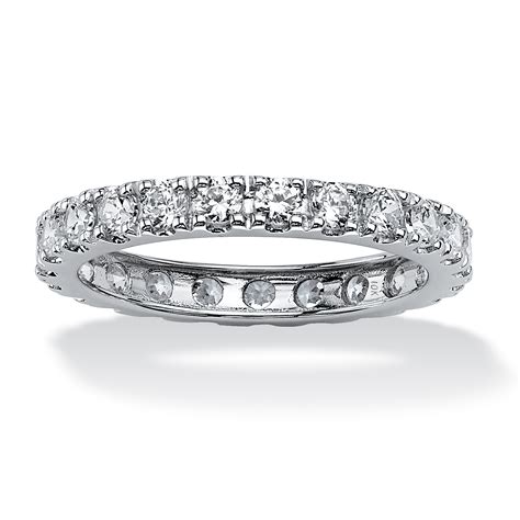 240 Tcw Round Cubic Zirconia Eternity Band In Solid 10k White Gold At