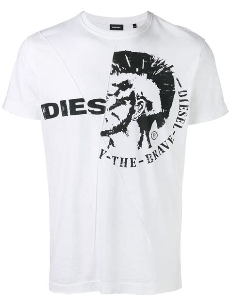Diesel Logo Print T Shirt White Mens Tshirts Vintage Mens T Shirts